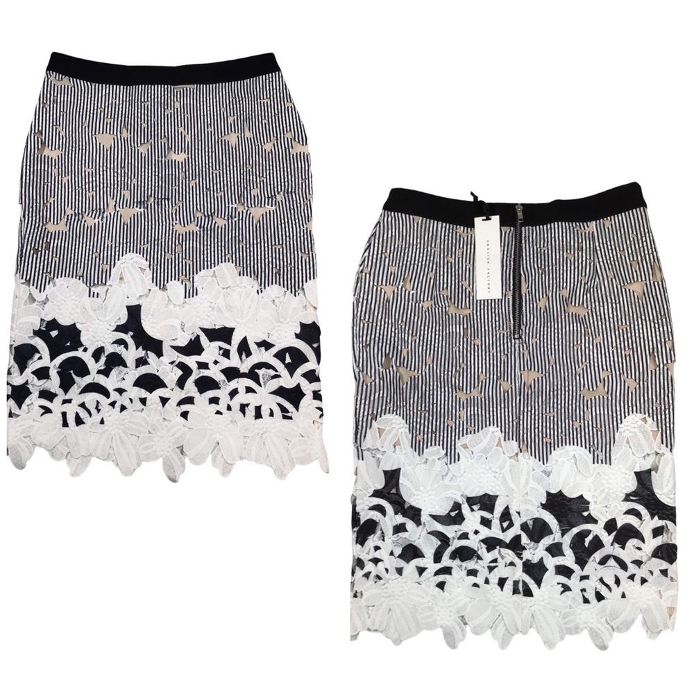 English Factory | Lace Cut-out Pencil Skirt